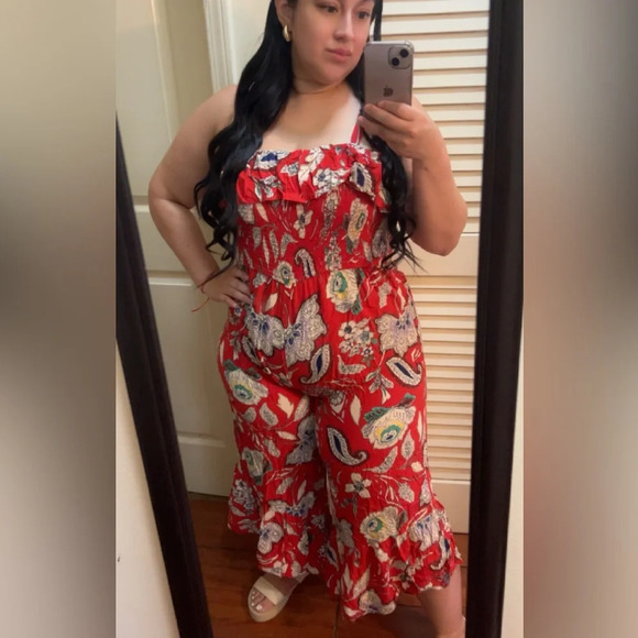 B.O.G Collective Jumpsuit XL‎ Red Floral Wide Leg - Picture 8 of 8